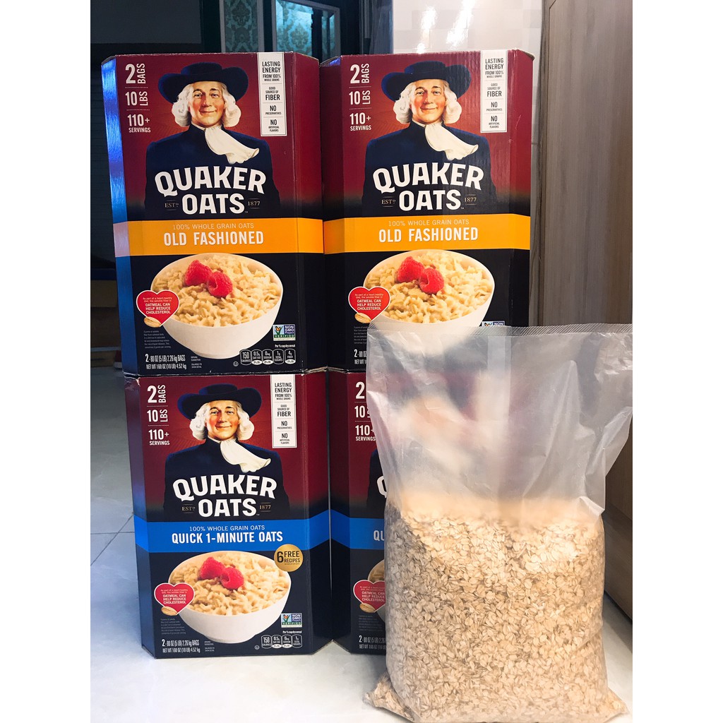 [CHÍNH HÃNG] Túi 2kg26g Tách Từ Thùng Nguyên Seal, Yến mạch Quaker Old Fashioned Cán dẹt (Date 2022)