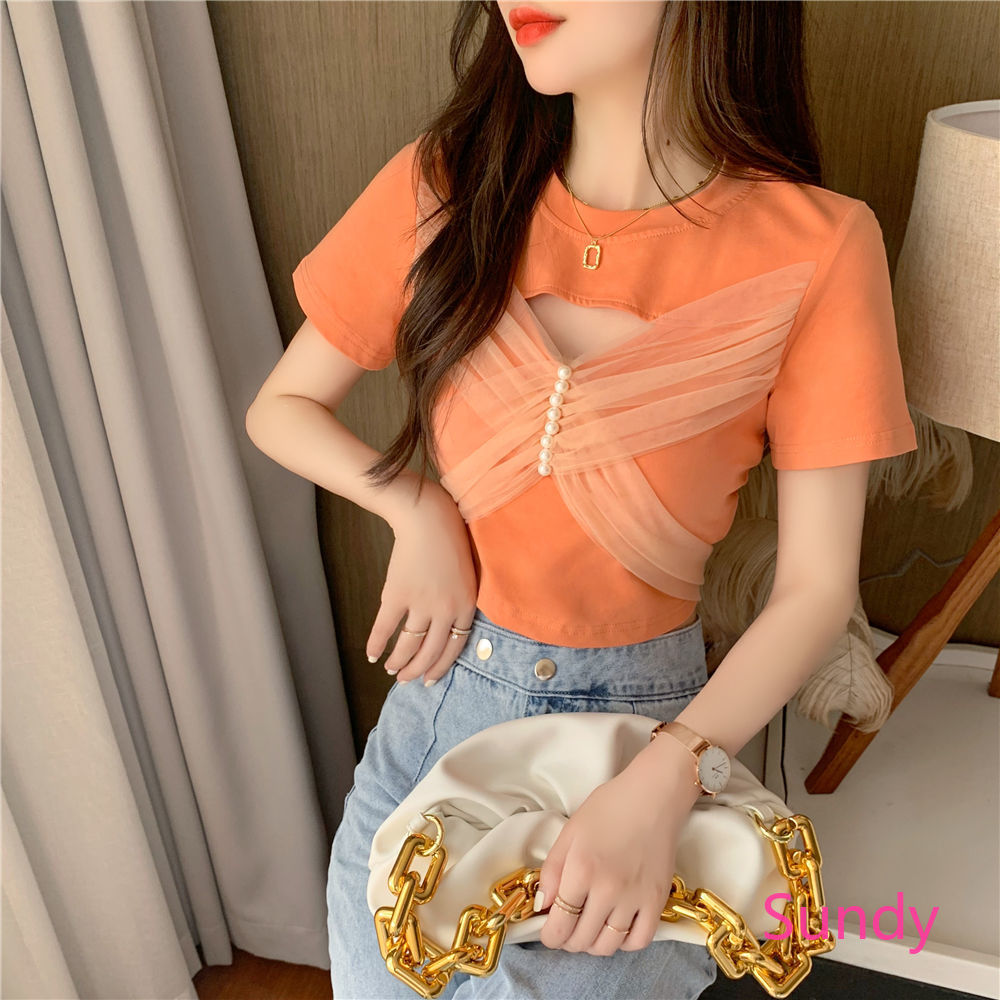 Áo kiểu phối dây đan chéo thời trang mùa hè cho nữ