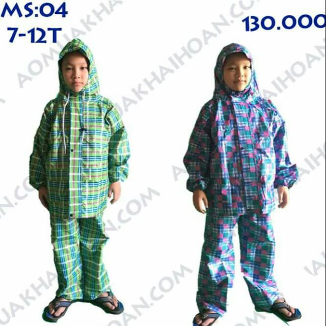 BỘ ÁO MƯA TRẺ EM VẢI DÙ