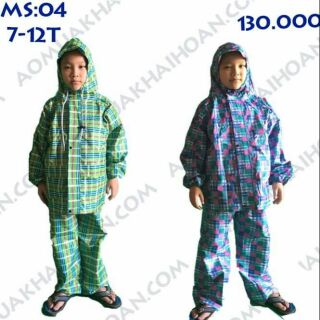 BỘ ÁO MƯA TRẺ EM VẢI DÙ