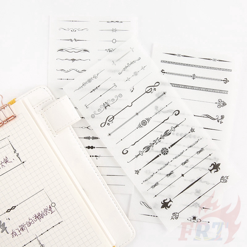 &gt; Ready Stock &lt; ❉ Decoration Line Giấy và decal dán tường ❉6Sheet/Set DIY Diary Scrapbooking Decals Stickers