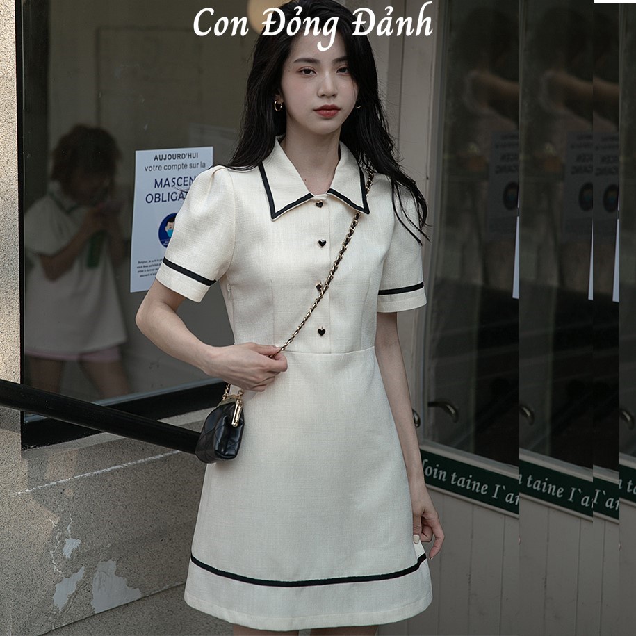 Váy Sơ Mi Dáng Xòe Ngắn Tay - Đầm Dáng Chữ A sang chảnh VD077