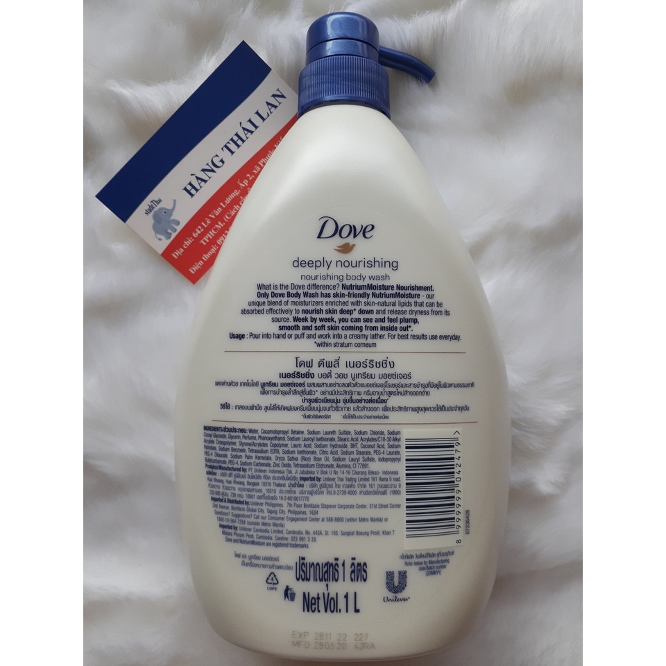 Sữa tắm Dove Thái Lan 1000ml dưỡng ẩm trắng da