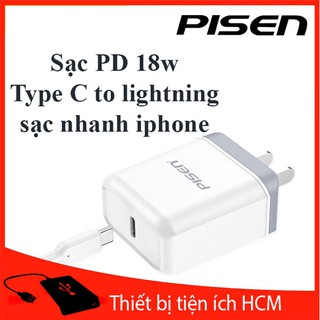 Sạc iPhone 18W PD sạc nhanh iPhone iPad 18w Pisen chính hãng