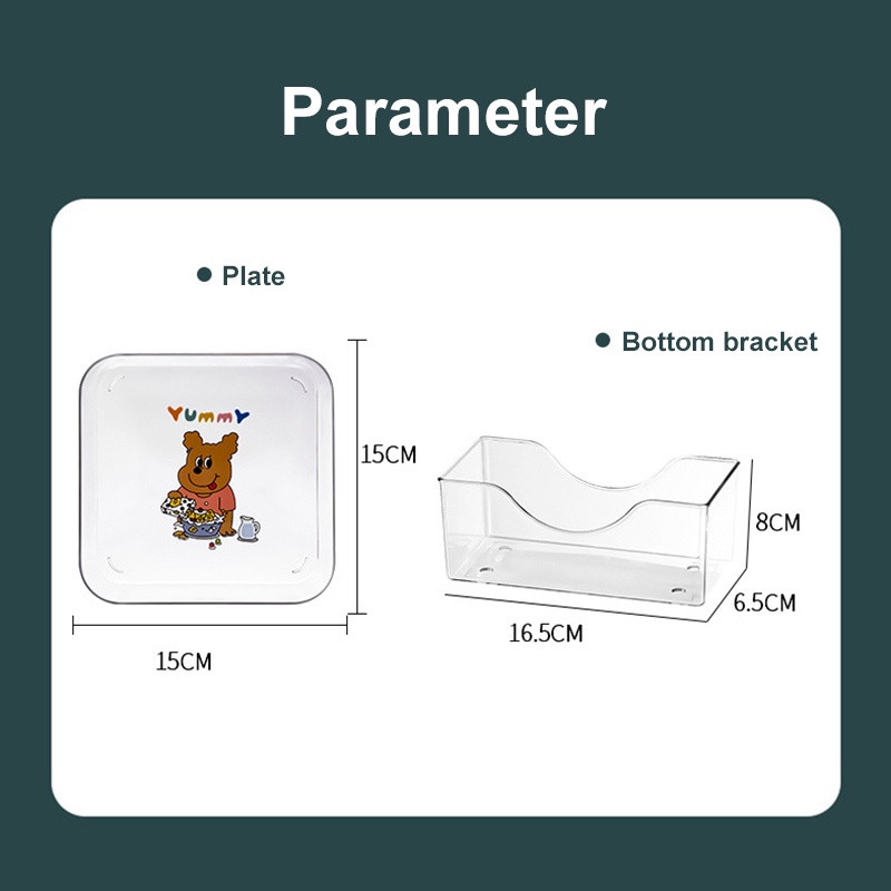 Only HOUSE Đĩa Nhỏ Trong Suốt Hình Vuông In Hình Xương Gấu Đựng Thức Ăn Nhanh Trái Cây Xương Rồng Hoạt Hình Dễ Thương