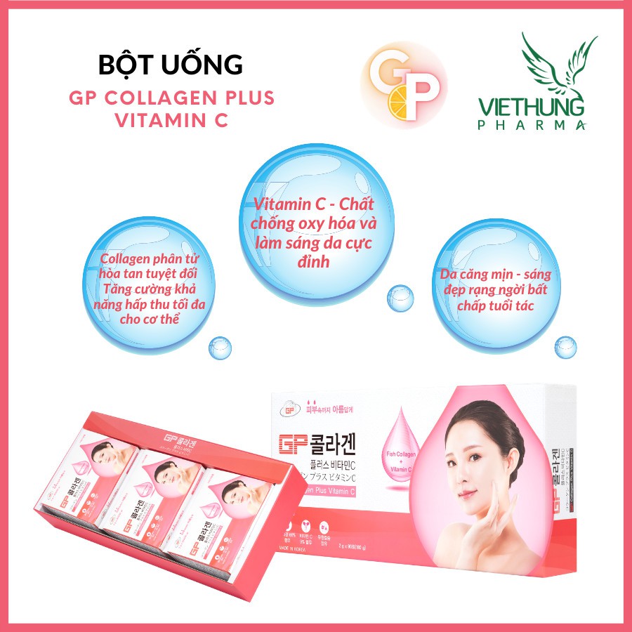 Bột Uống Collagen Hàn Quốc Vitamin C Trẻ hoá làn da ,Trắng sáng , xoá mờ nám , đều màu da GP Plus ( Chính Hãng ) | BigBuy360 - bigbuy360.vn