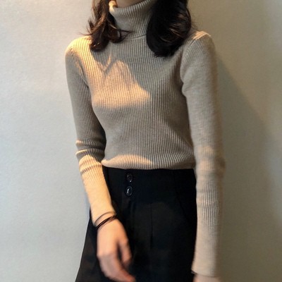 Áo len gân cổ lọ Style Hàn Quốc nhẹ nhàng -Có ảnh thật