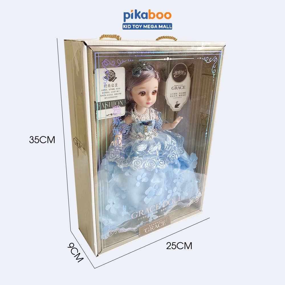 (Summer Sale 50%) Búp bê công chúa Pikaboo mặt xinh mắt 3D, váy xịn, có khớp tay chân, vòng cổ xịn, đã kiểm định an toàn