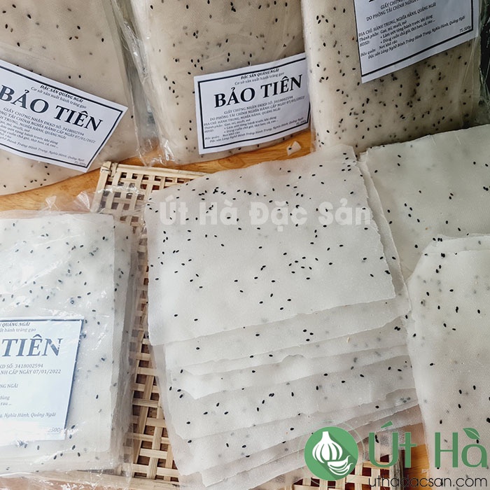 Bánh Tráng Cuốn Gạo Mè Bảo Tiên Bịch 500gr Bánh Tráng Quảng Ngãi Sản Xuất Thủ Công Truyền Thống - Út Hà Đặc Sản