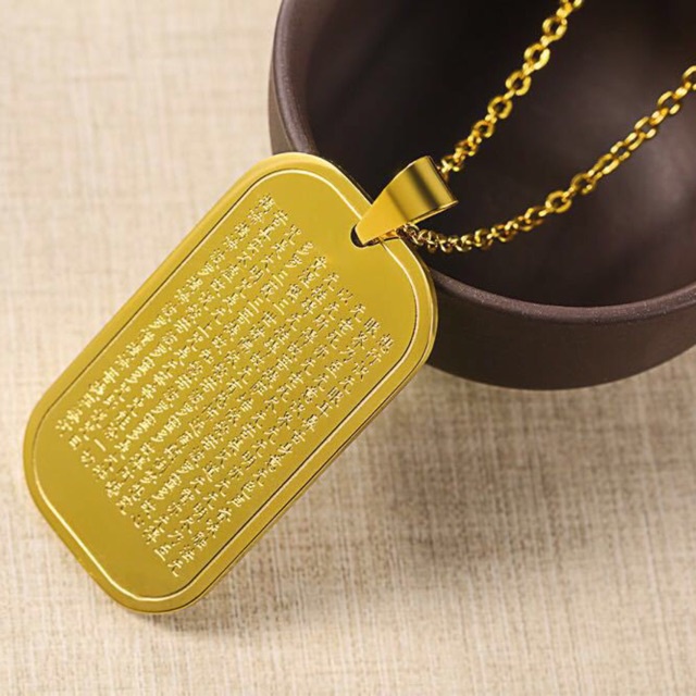 KHO SỈ  Mặt dây chuyền titan khắc chú bát nhã kinh tâm - Hàng loại 1 cực đẹp PH159