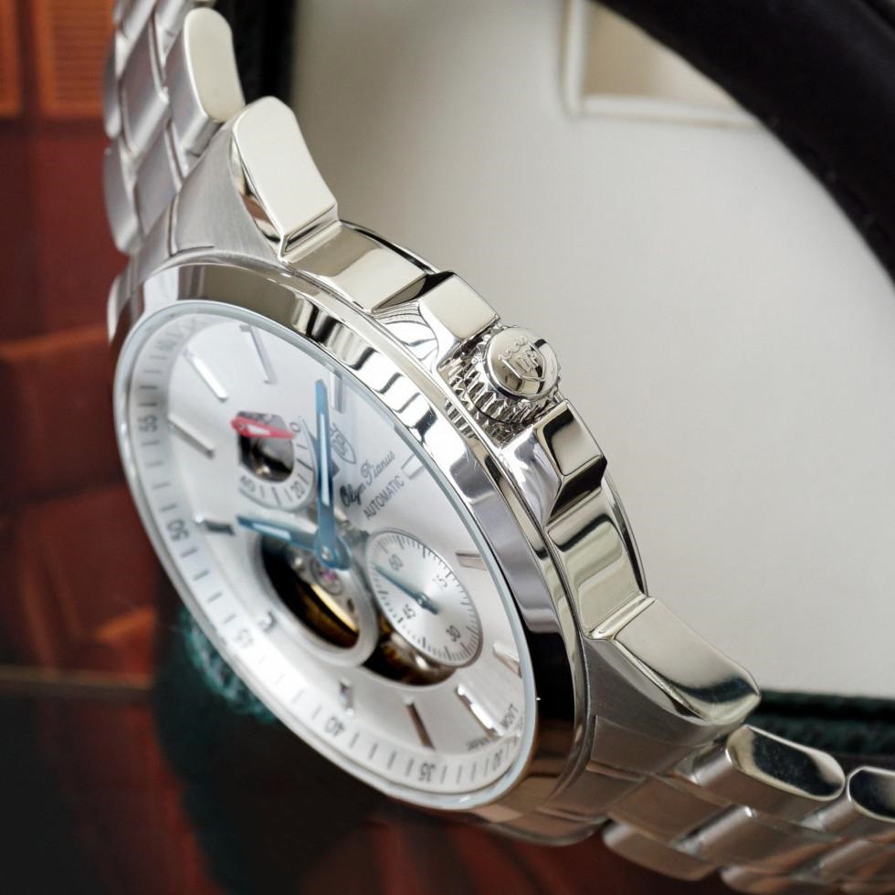 Đồng hồ nam dây kim loại mặt kính sapphire automatic Olym Pianus OP9908-88 OP9908-88