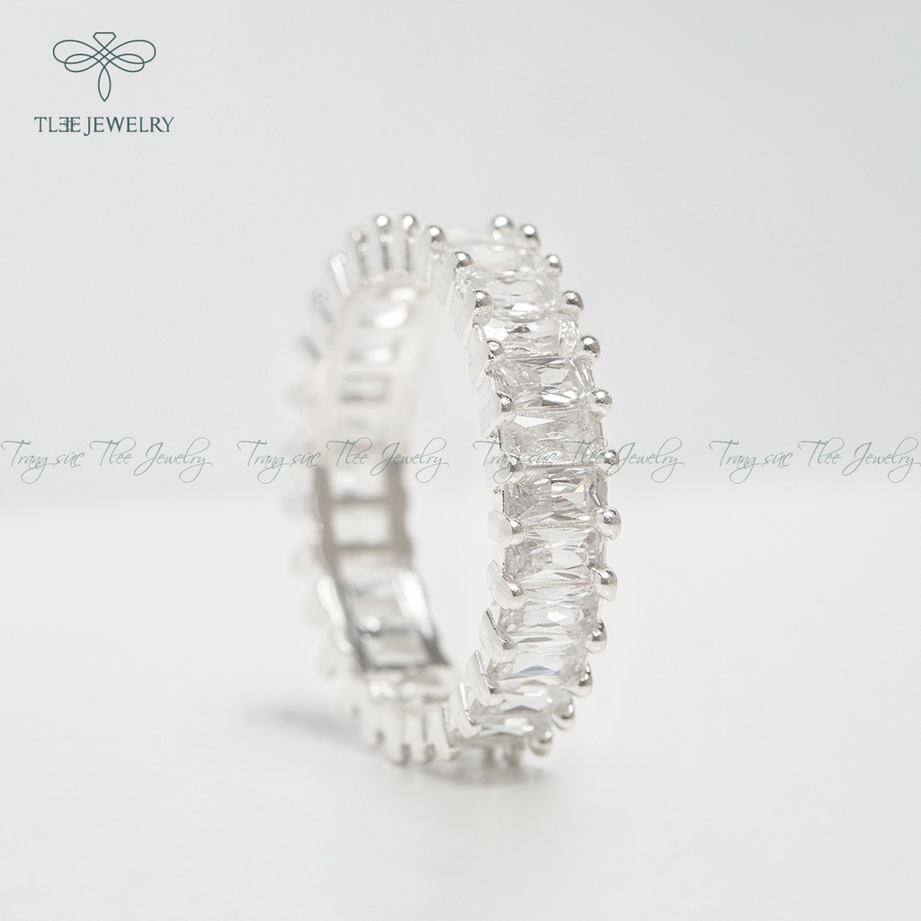 Nhẫn bạc TLEE nạm đá chữ nhật kết cao cấp NCJ A0160