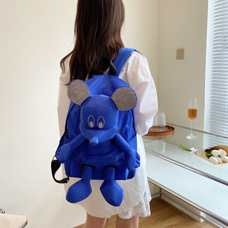 Ba Lô Đi Học Bằng Vải Nylon Họa Tiết Chuột Mickey Thời Trang 2022