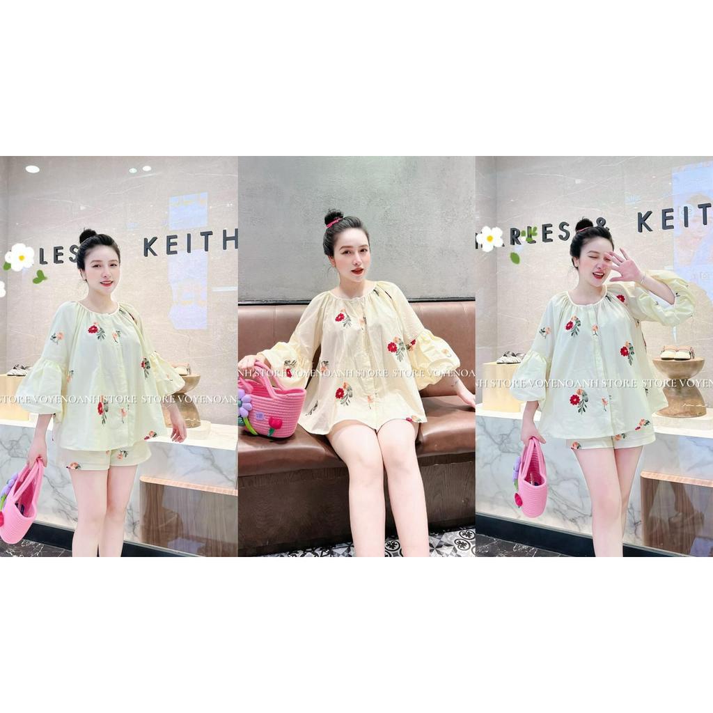 SET HOA CỔ TRÒN GÀI NÚT TAY BỒNG BO CHUN QUẦN ĐÙI XINH XẮN MÙA HÈ