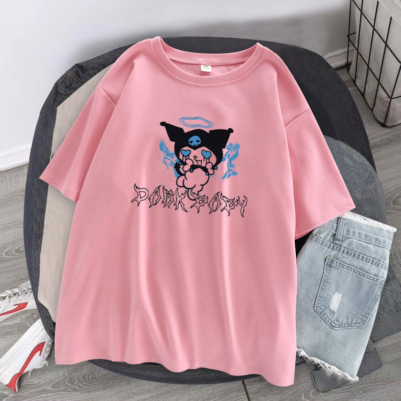 💥💥Áo Thun Ngắn Tay In Hình Kuromi Hoạt Hình Phong Cách Gothic