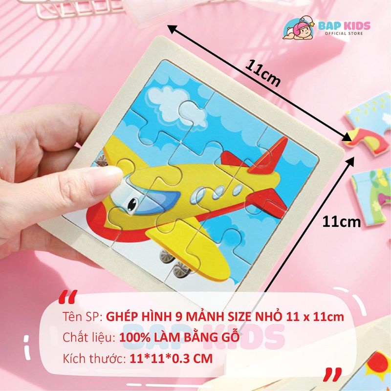 Đồ chơi gỗ xếp hình lắp ráp tranh ghép gỗ 9 mảnh nhiều mẫu ngộ nghĩnh cho bé | Bảo An shop