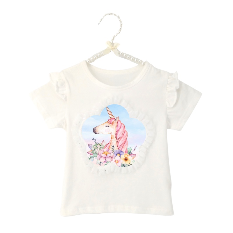 Áo Thun 100% Cotton Tay Ngắn In Hoạ Tiết Hoạt Hình 3D Thời Trang 2022 Dành Cho Bé Gái