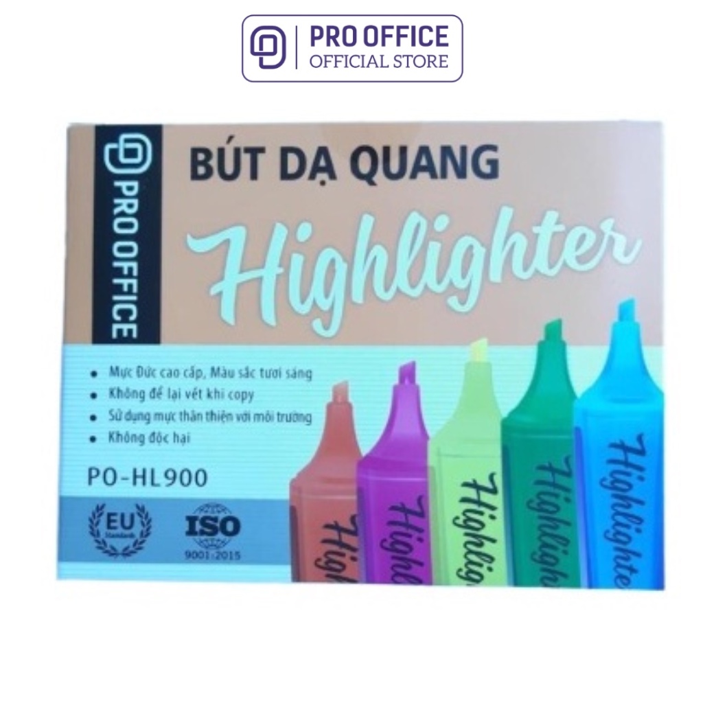 Bút Dạ Quang Highlight PRO OFFICE - 1 Chiếc - Hỗ Trợ Ghi Chú, Màu Sắc Tươi Sáng, Phản Quang Tốt HL900
