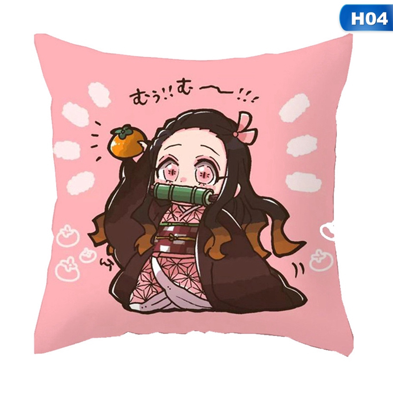 Vỏ Gối In Họa Tiết Hoạt Hình Demon Slayer: Kimetsu No Yaiba 18x18inch Trang Trí Nhà Cửa