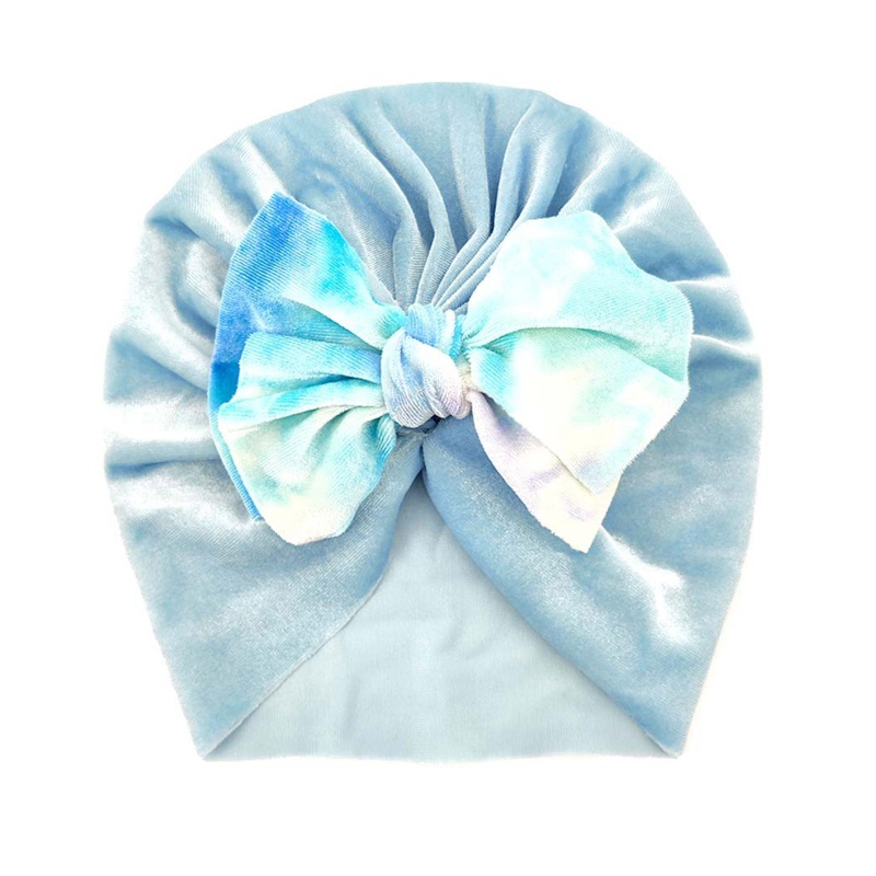 Mũ Trùm Đầu Turban Bằng Vải Nhung Thắt Nơ Dễ Thương Cho Bé Sơ Sinh