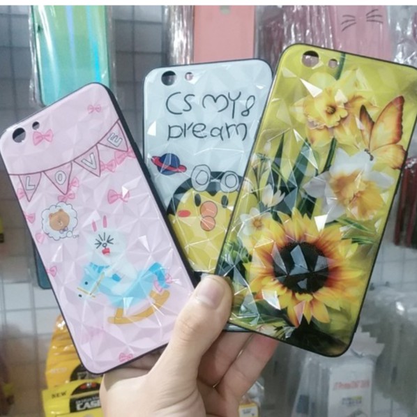 Ốp lưng vân 3D bóng kính in hình kute dễ thương cho OPPO F1S / A59
