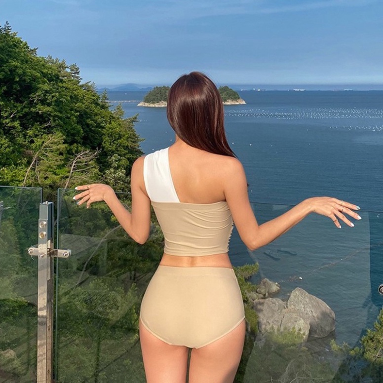 Bikini 2 mảnh LUHAZO hở lưng nâng ngực đồ bơi đi biển liền thân kín đáo sexy Hàn Quốc 2538 DK7T102