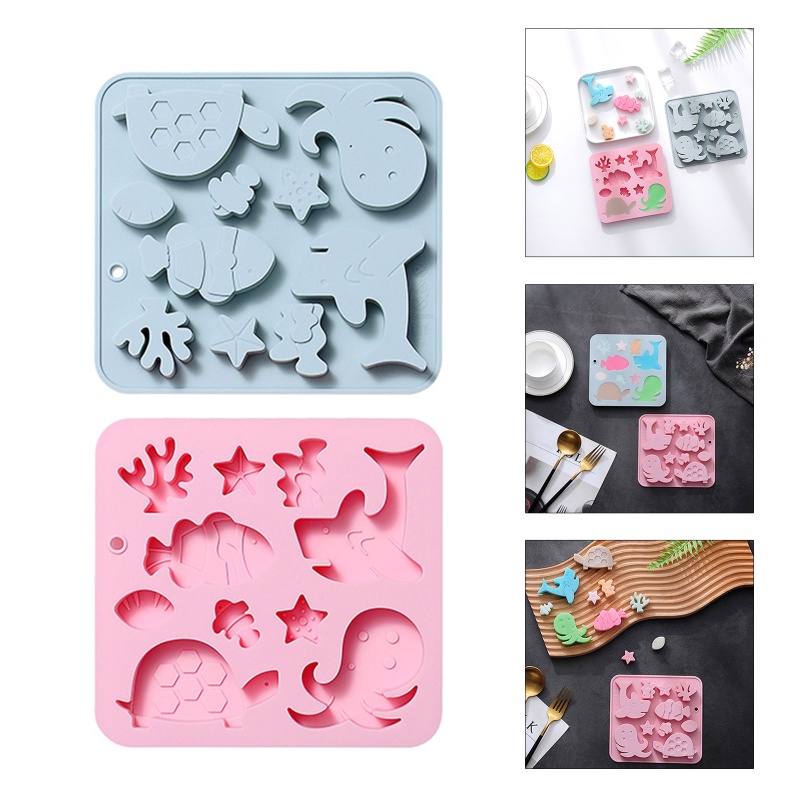 Aoto Khuôn 10 Ngăn Làm Bánh / Xà Phòng / Sô Cô La Hình Sinh Vật Biển DIY