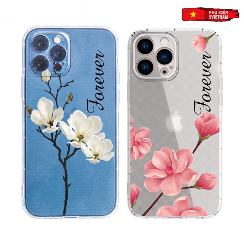 Ốp lưng iphone 6, 6s plus, 7 8 Plus, X, XS, XR, XSMAX, 11, 12, 13 PROMAX TRONG SUỐT HOA CỰC ĐẸP PKVN