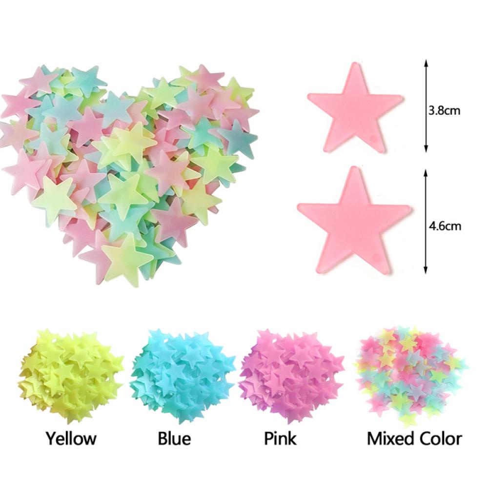 Set 40/70 Sticker Ngôi Sao Dạ Quang Dán Tường Trang Trí Phòng Ngủ Cho Bé N6X5