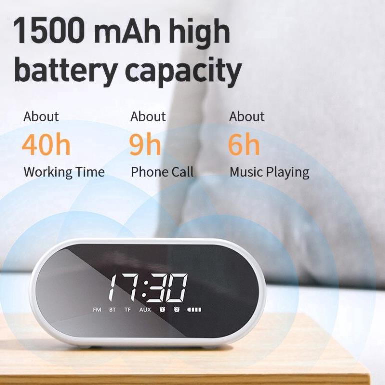 Loa Bluetooth Baseus Không Dây Kiêm Đồng Hồ Báo Thức