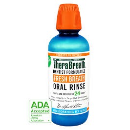 Nước súc miệng trị hôi miệng TheraBreath 473ml. TheraBreath Fresh Breath Oral Rinse, Icy Mint, 16 Ounce Bottle