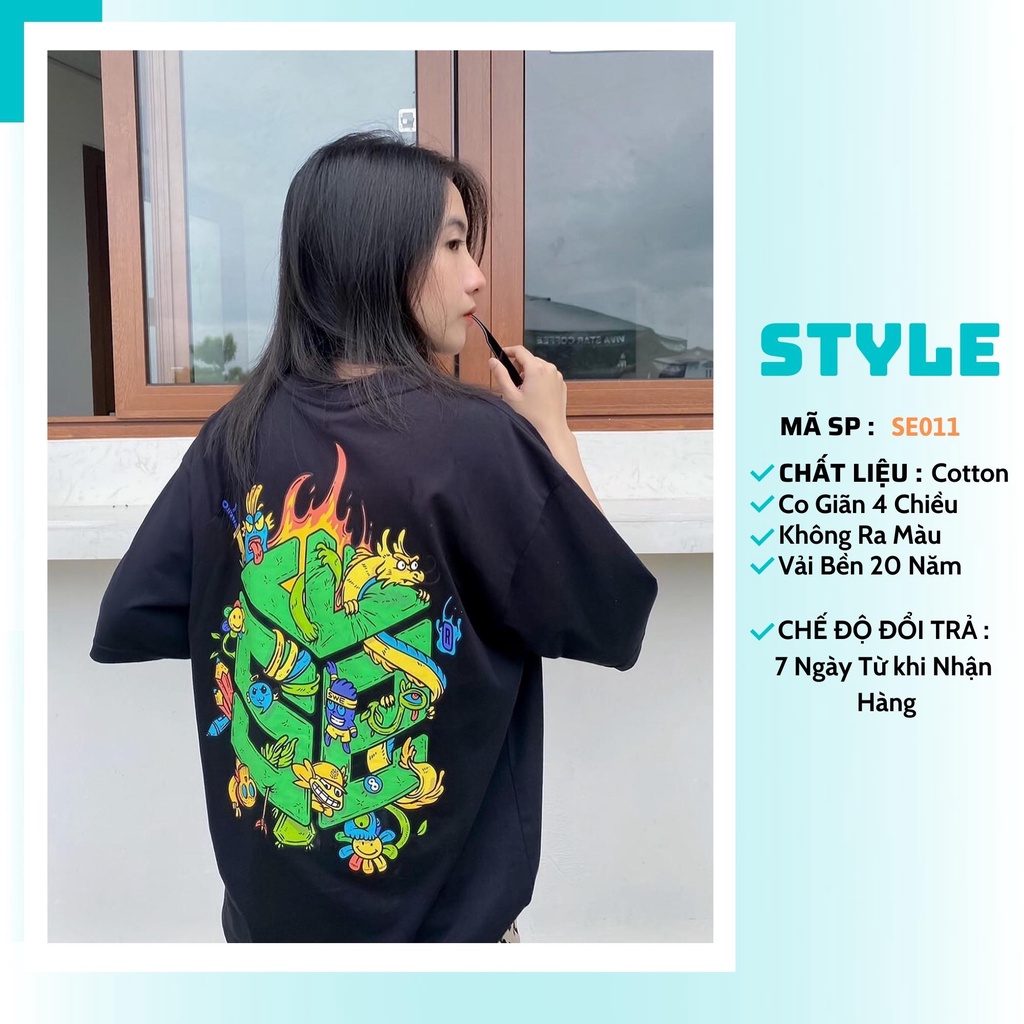Áo thun nam swe nam nữ in hình rồng xanh freesize street wear phong cách chất cotton