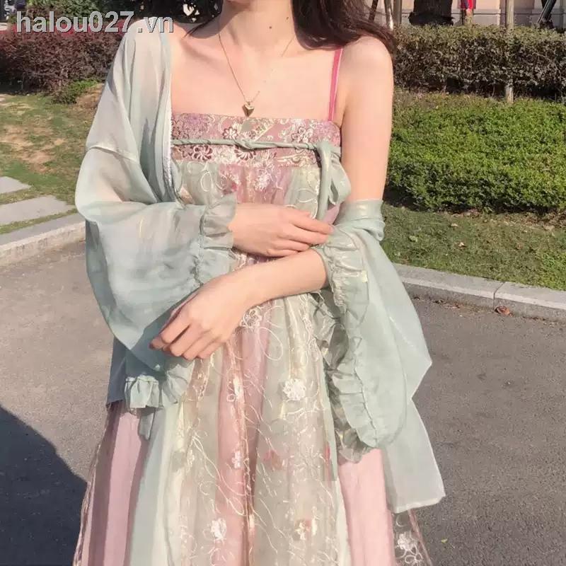 Đầm hán phục cách tân vải chiffon thời trang mùa hè Trung Hoa 2021 mới