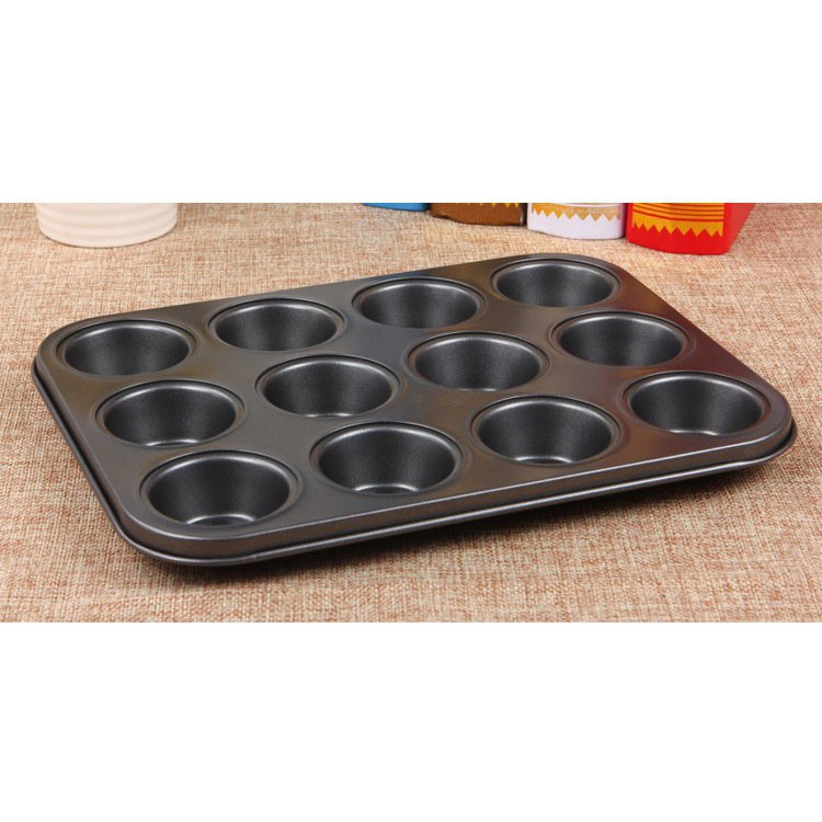 Khay nướng 12 Cupcake, CHỐNG DÍNH
Size 35CM*26CM，ĐK lỗ 7CM，cao 3CM - 15588