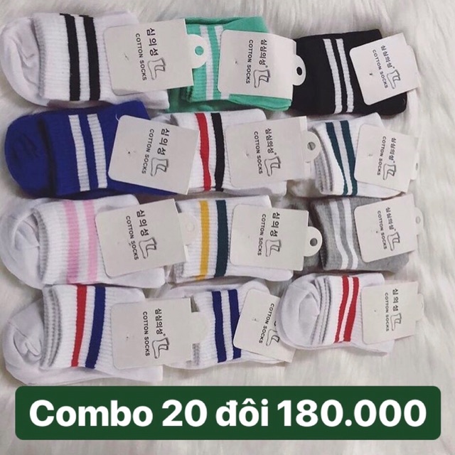 Combo 20 tất sọc cao cổ full màu
