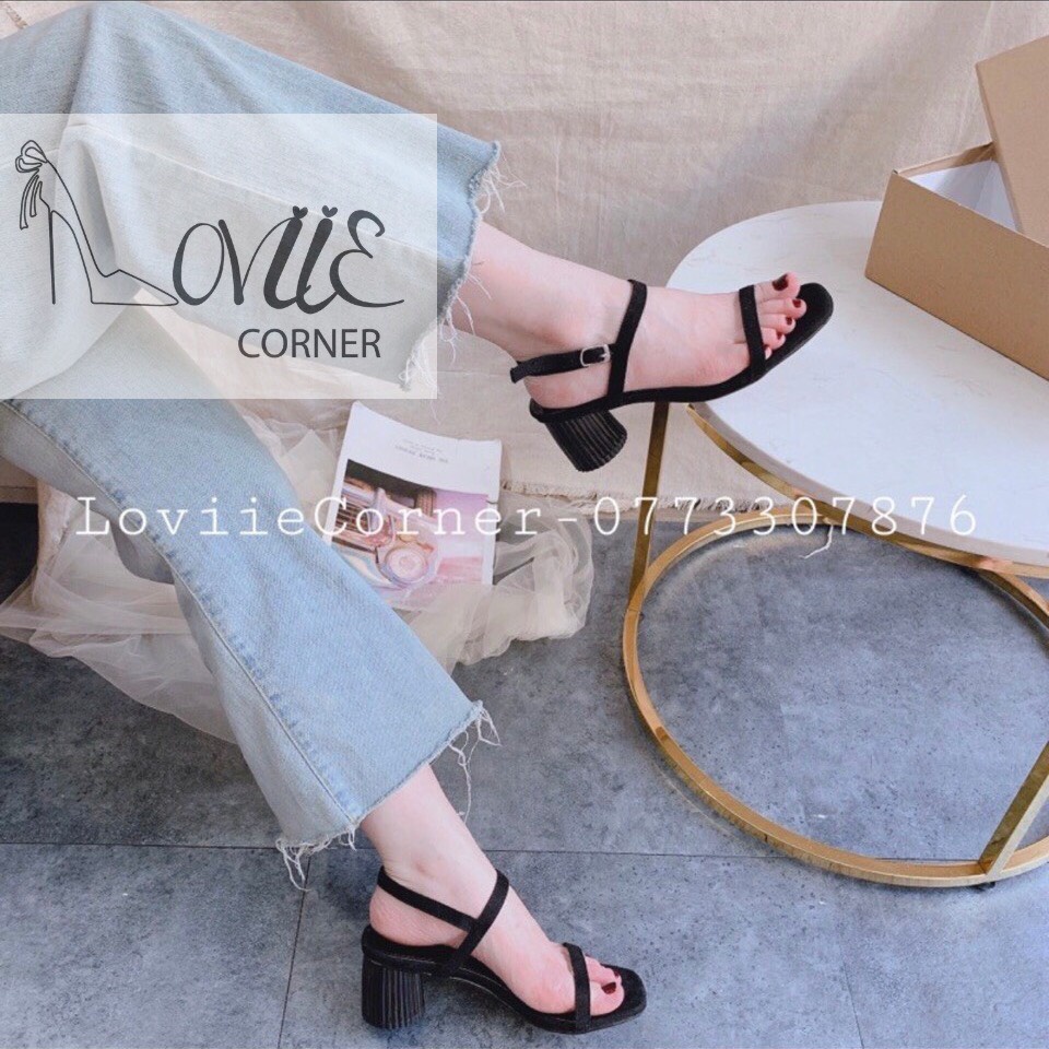 SANDAL CAO GÓT LOVIIECORNER - GUỐC SANDAL THỜI TRANG - SANDAL NỮ XỎ NGÓN - GIÀY CAO GÓT ĐẾ VUÔNG QUAI NGANG MẢNH G190477