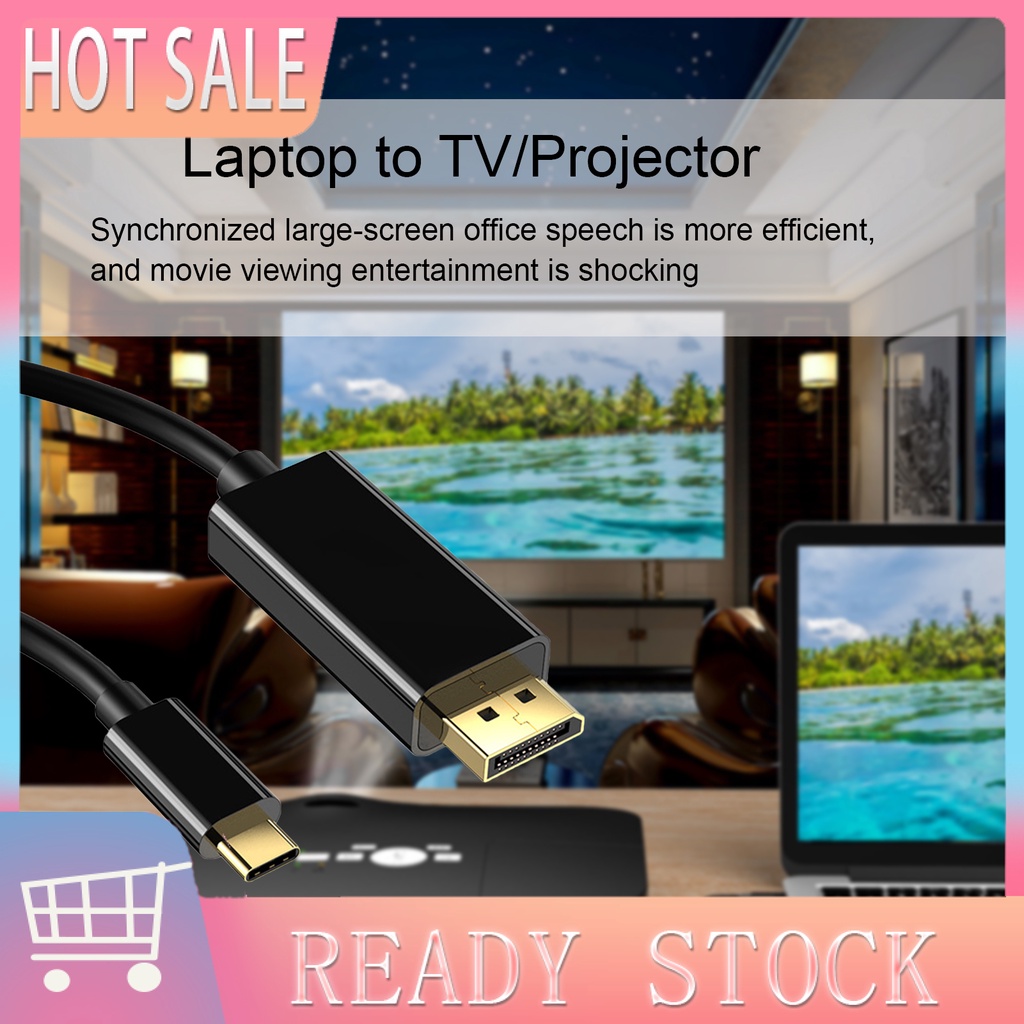 Dây Cáp Chuyển Đổi Type-C Sang Dp 1.8m Hd Màu Đen Cho Máy Tính | BigBuy360 - bigbuy360.vn