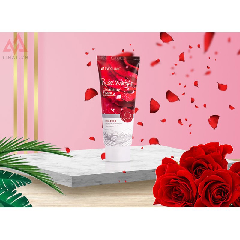 Sữa rửa mặt hoa hồng 3W Clinic Rose Water Cleansing Foam