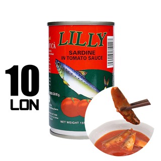 Combo 10 Hộp Cá Trích Biển Sốt Cà LILLY Thái Lan 155g/Hộp, Vị Chua Ngọt, Dùng Ăn Liền Với Cơm, Bánh Mì
