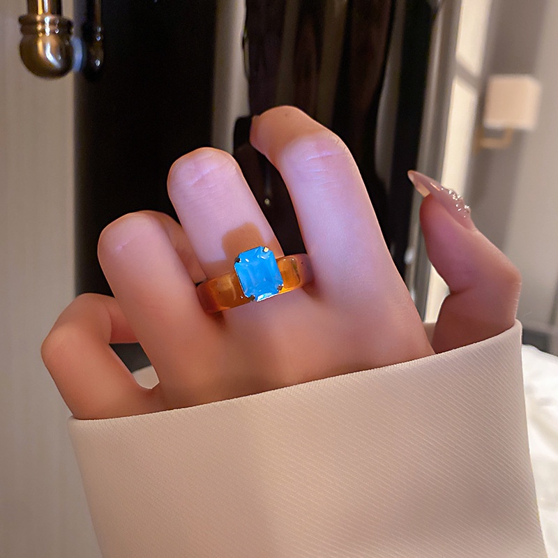 Hàng Có Sẵn Nhẫn Resin Đính Kim Cương Độc Đáo Sáng Tạo Thời Trang Hàn Quốc