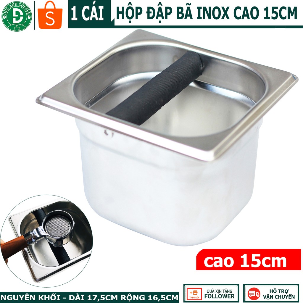 Hộp đập bã cà phê Espresso inox nguyên khối, có tùy chọn kích thước - Hộp đựng bã cafe pha máy-  Knock box