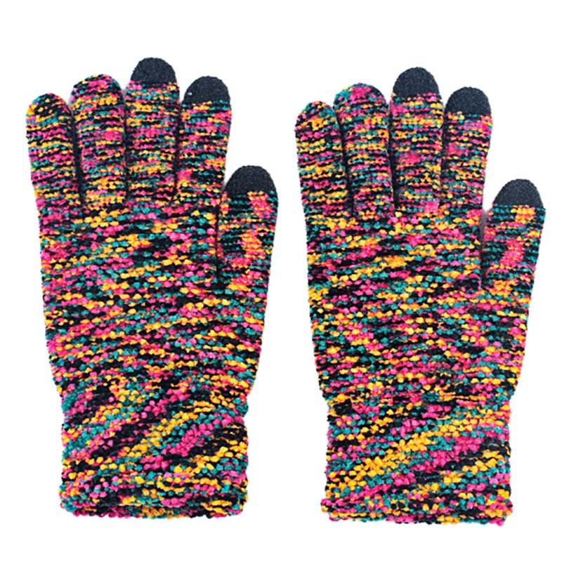 Wmmb Găng Tay Dệt Kim Vải Chenille Co Giãn Nhuộm Màu Giữ Ấm Mùa Thu Đông Có Thể Chạm Màn Hình Cảm Ứ