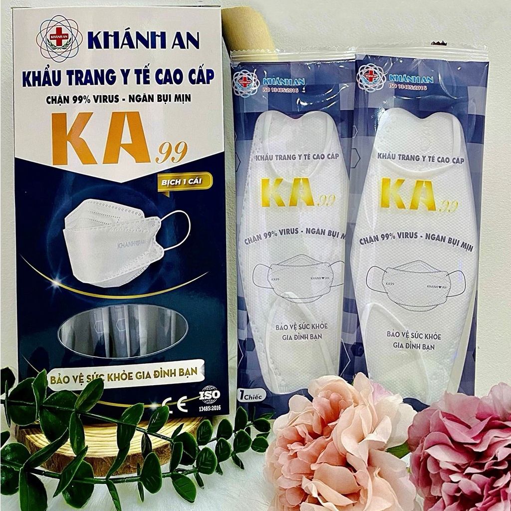 Khẩu trang y tế KA99 tiệt trùng Khánh An KF94 4 lớp phiên bản đóng túi riêng từng cái vệ sinh và tiện lợi khi mang theo