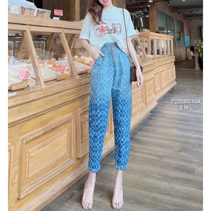 Quần baggy jean hoạ tiết wass lưng thun