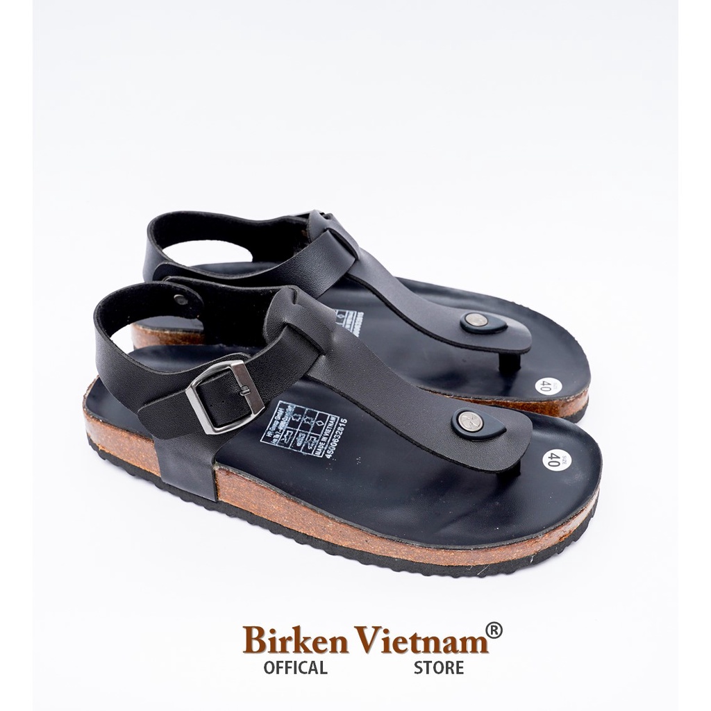 MÃ DK10 Sandal DA BÒ Đế Trấu Lót PU Chống Nước Quai Tách Ngón Unisex Birken Vietnam Bioline