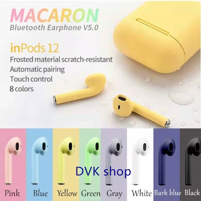 Inpods 12 Macaron i12 TWS Tai nghe Bluetooth không dây 5.0 ouch Điều khiển Tai nghe nhét trong thể thao Cho iphone Điện thoại Android