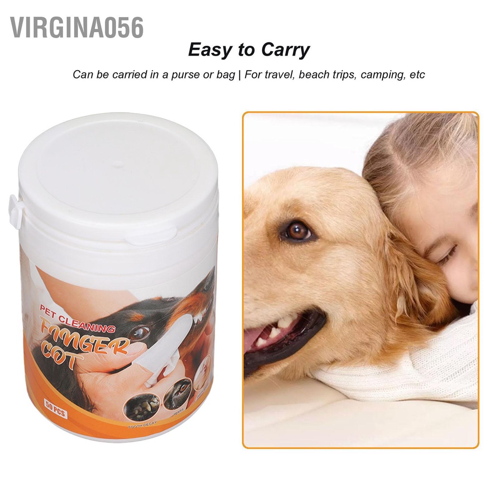Virgina056 50 Khăn lau Làm sạch Răng Thú cưng Che ngón tay