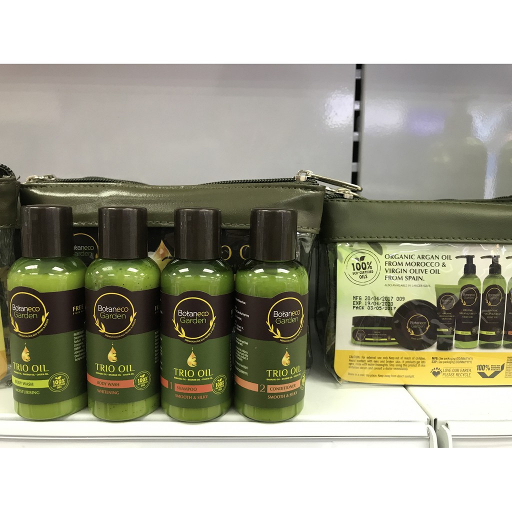 Bộ mỹ phẩm du lịch đa năng 4 trong 1 với dầu Argan và tinh dầu Ôliu (4 chai x 60ml)