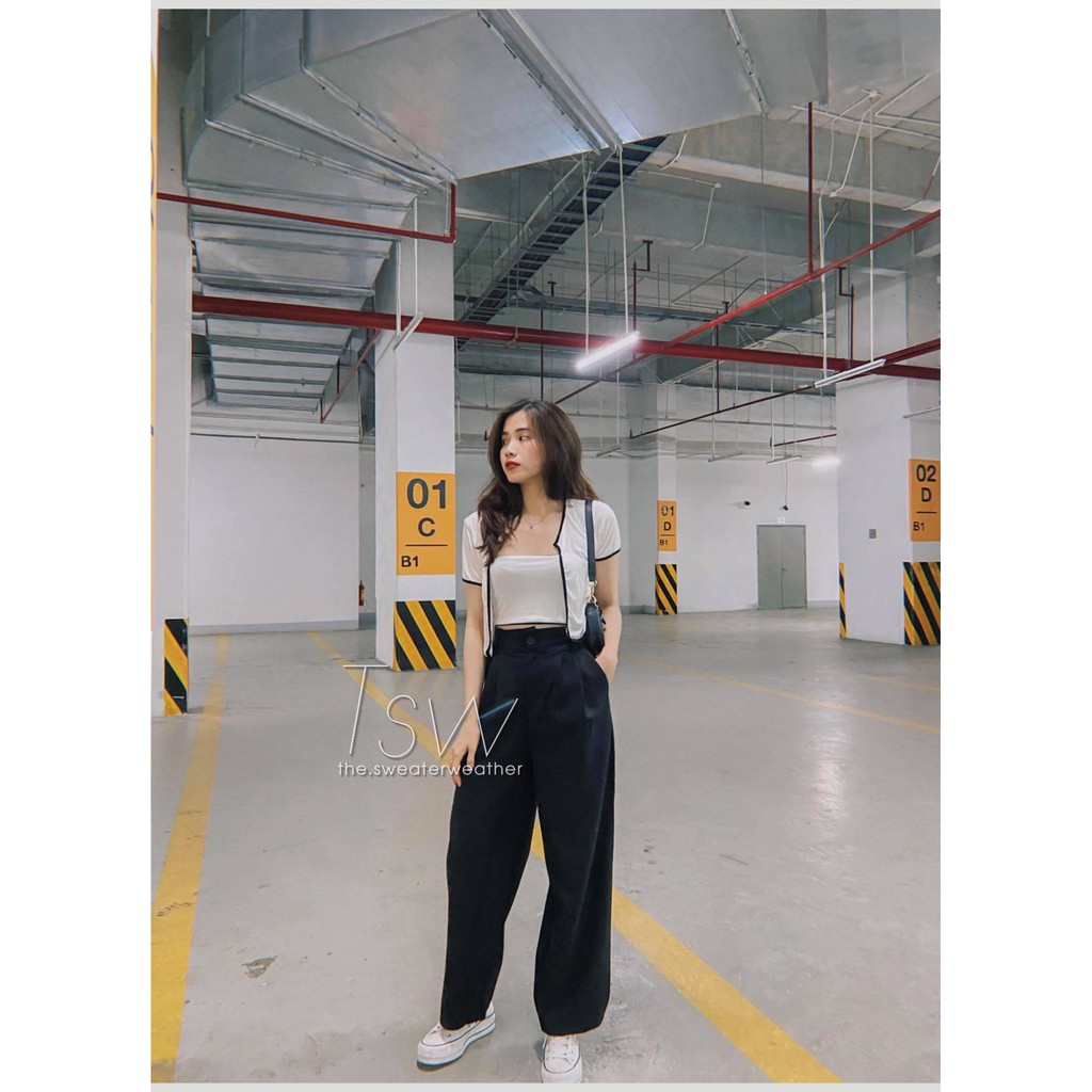 Set áo croptop viền 2 món (Ảnh thật) | BigBuy360 - bigbuy360.vn