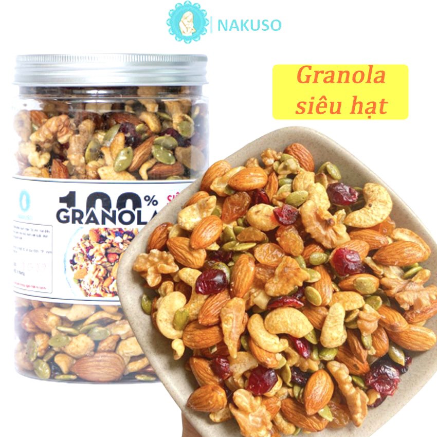 Granola Siêu Hạt Không Đường Nướng Mật Ong NAKUSO ̣̣(500gr)